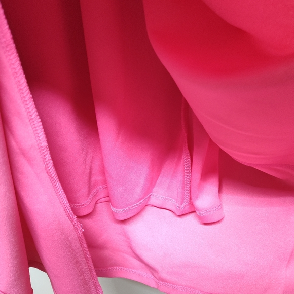 New York & Company Midi Dress Women Size XL Pink Stretch Short Sleeve V-Neck - Picture 5 of 11